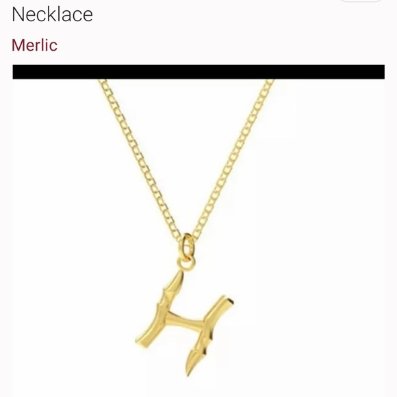 MERLIC 14K Gold Plated Unicorn Horn Initial Letter H Pendant Necklace - Picture 2 of 4